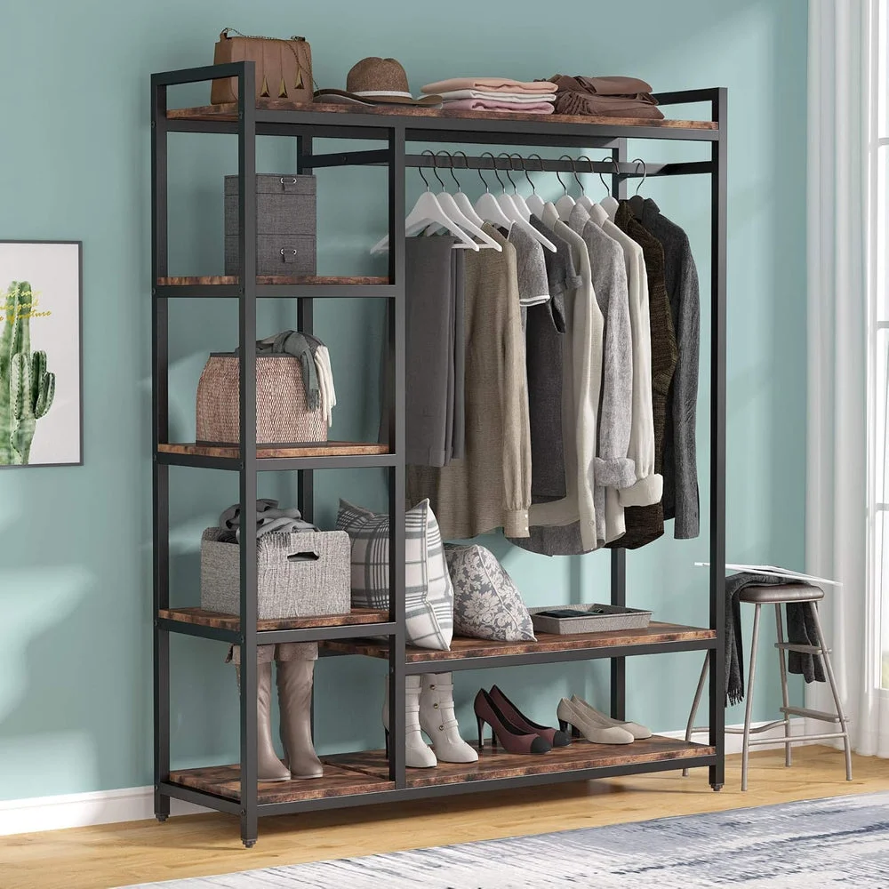 Freestanding Closet Organizer, Garment Rack with 6 Shelves photo 4
