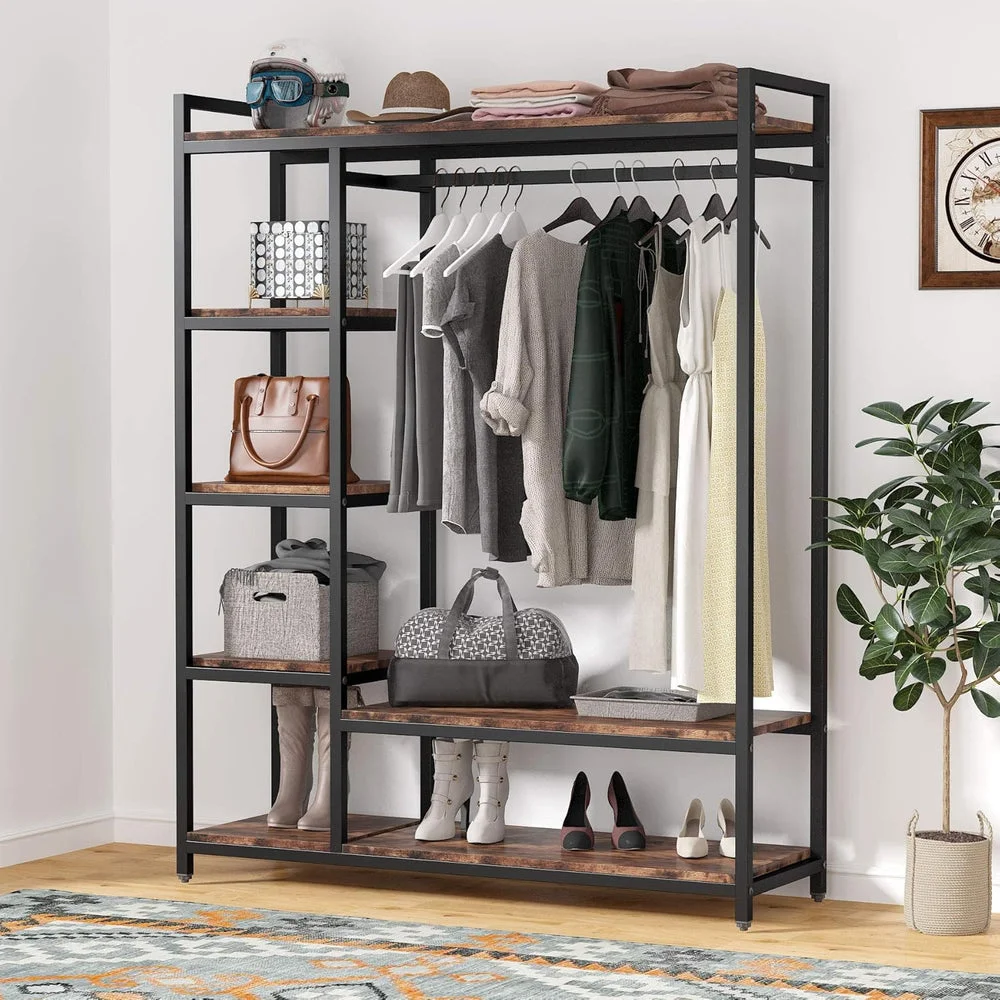 Freestanding Closet Organizer, Garment Rack with 6 Shelves photo 3